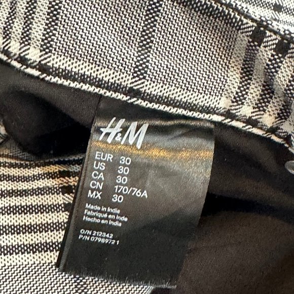 H&M Plaid Pants Skinny Fit size 30 Black White Pockets Work Business School Wear - Picture 8 of 16